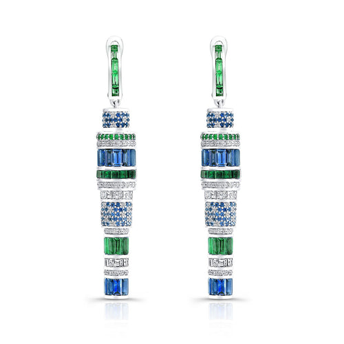 Sapphire and Tsavorite Kryptonite Earrings