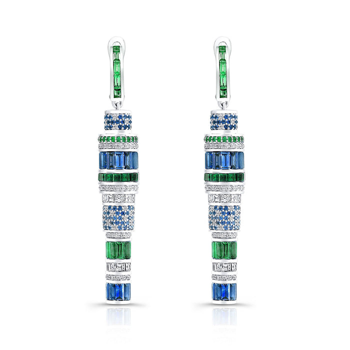 Sapphire and Tsavorite Kryptonite Earrings