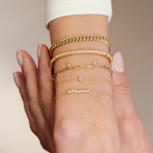 7-Diamond Dangle Paperclip Bracelet Image 2