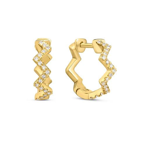 Diamond ZigZag Huggie Earrings