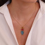 18k Yellow Gold Statement Necklace with 12.48tcw London Blue Topaz, 2.23tcw Tourmaline and 2.83tcw Brown Zircon