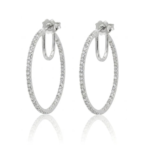 Pave Diamond Hoop Earrings