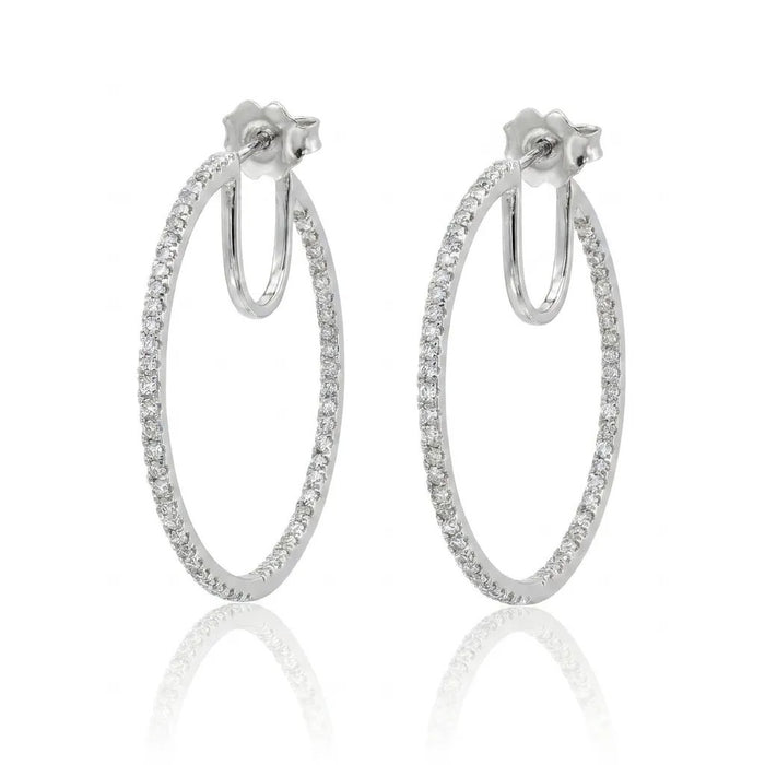 Pave Diamond Hoop Earrings