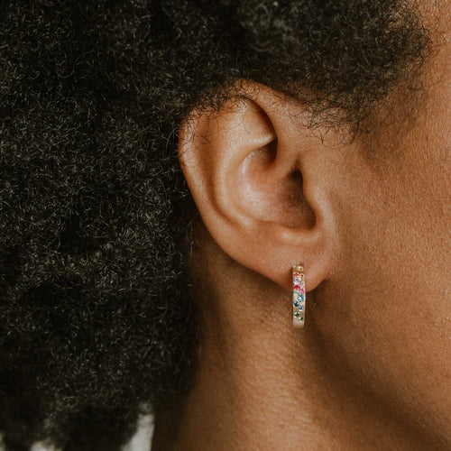 Rainbow Huggie Earrings Image 2