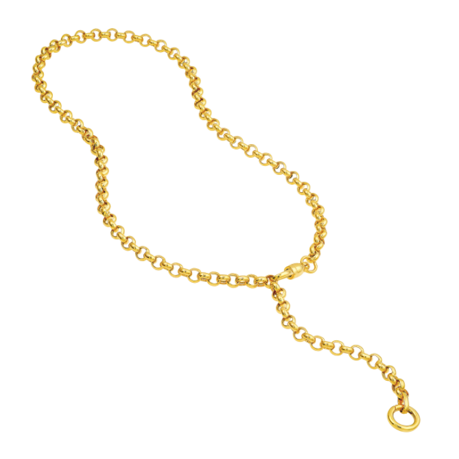 14K Yellow Gold 5.20mm Rolo Link Push Lock Necklace
