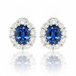 Omega Halo Sapphire and Diamond Earrings