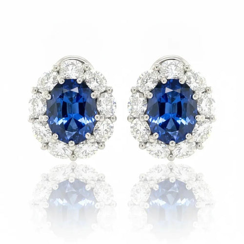 Omega Halo Sapphire and Diamond Earrings