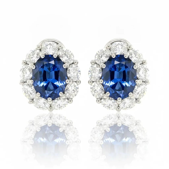 Omega Halo Sapphire and Diamond Earrings