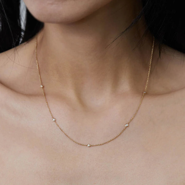 5-Diamond Station Necklace