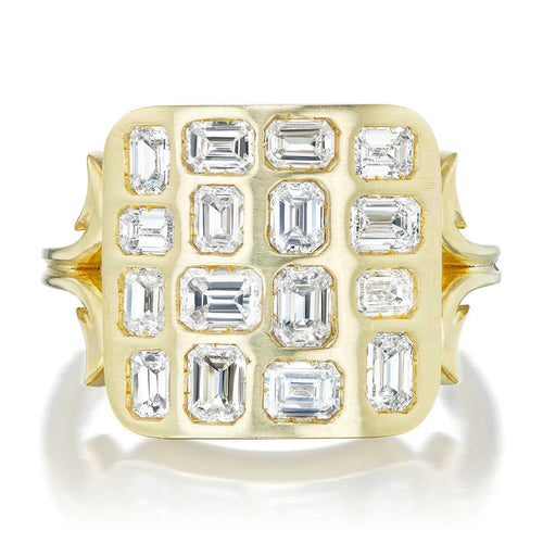Diamond Square Table Baguette Statement Ring