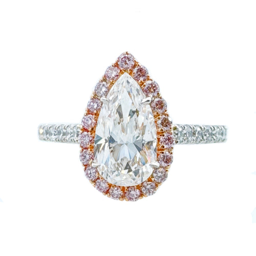 Two-Tone Pear Shape Diamond Ring