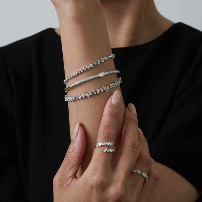 Mixed Cut Diamond Bypass Ring