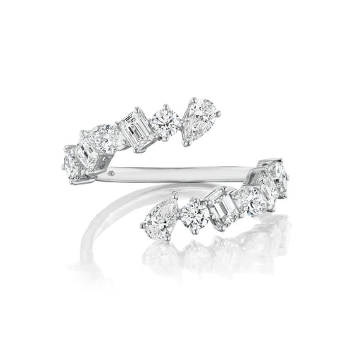 Mixed Cut Diamond Bypass Ring