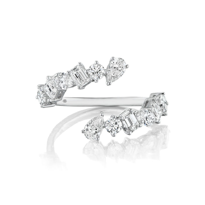 Mixed Cut Diamond Bypass Ring