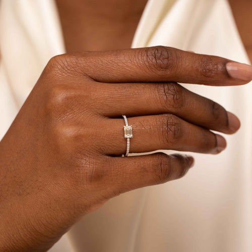 Emerald Cut Diamond Stacking Ring Image 2