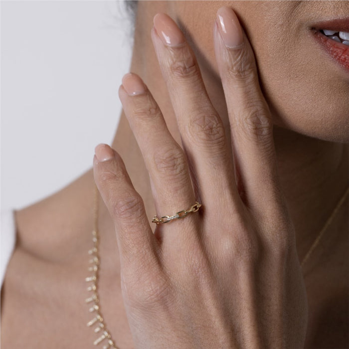 Diamond Chain Link Ring