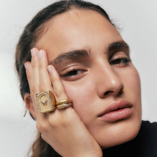 Diamond The Arch Power Stripe Stacking Ring Image 2