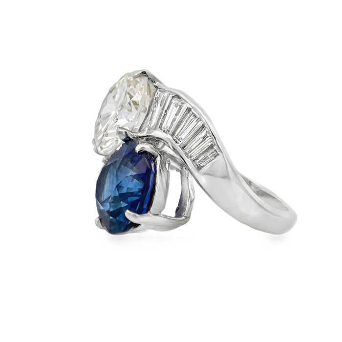 Sapphire & Diamond Toi et Moi Ring