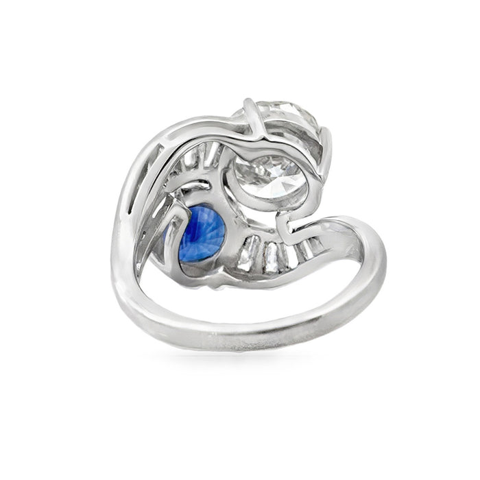 Sapphire & Diamond Toi et Moi Ring