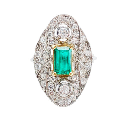 Emerald & Diamond Cocktail Ring