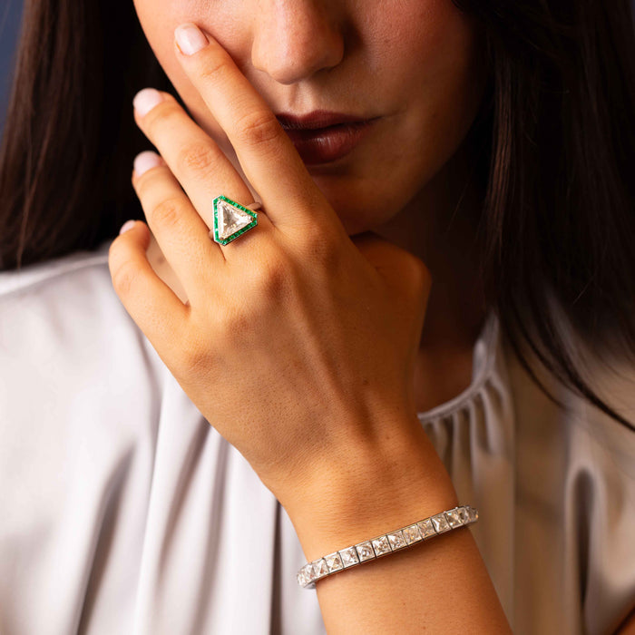 Trillion Diamond & Emerald Cocktail Ring