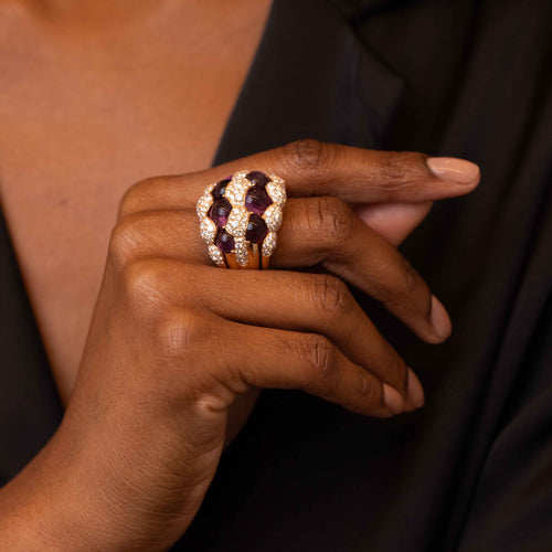 Amethyst & Diamond Cocktail Ring Image 2