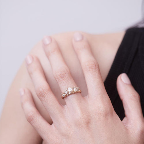 Aysmmetric Champagne Diamond Ring Image 2