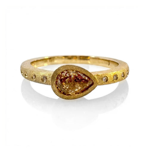 Pear Diamond Bezel Set Ring