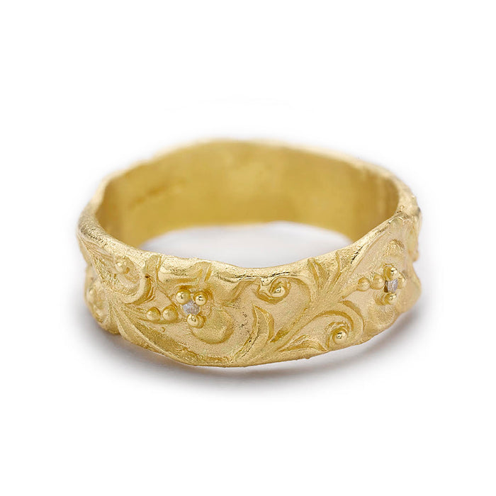 Wide Decorative Diamond Wedding Band