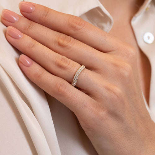 Duane Double Row Pave Wave Wedding Band Image 2