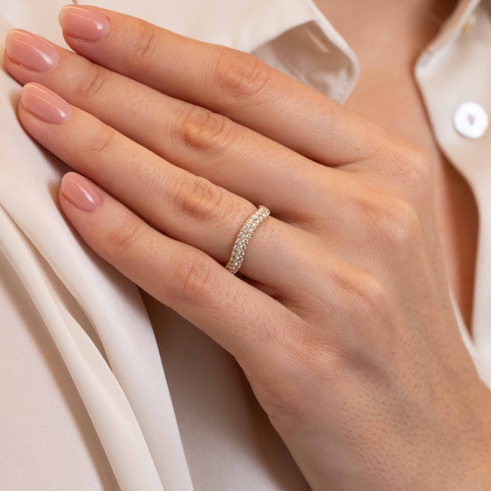 Duane Double Row Pave Wave Wedding Band