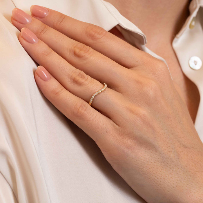 Pave Bond Wave Wedding Band