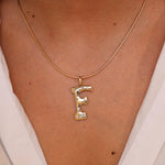 "Sanse" XL Large Diamond Letter F Pendant