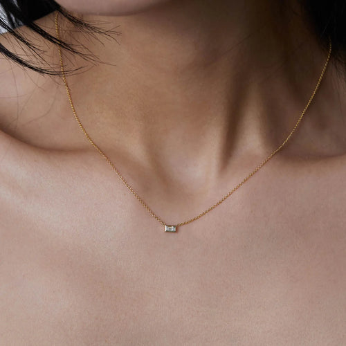 Diamond Baguette Bezel Pendant Necklace Image 2