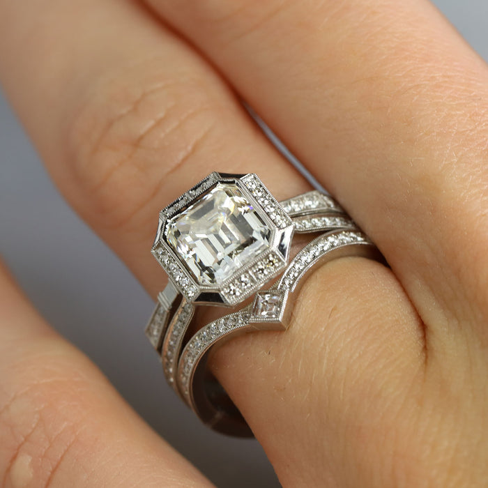 Claudia 2.03ct Emerald Cut Halo Engagement Ring
