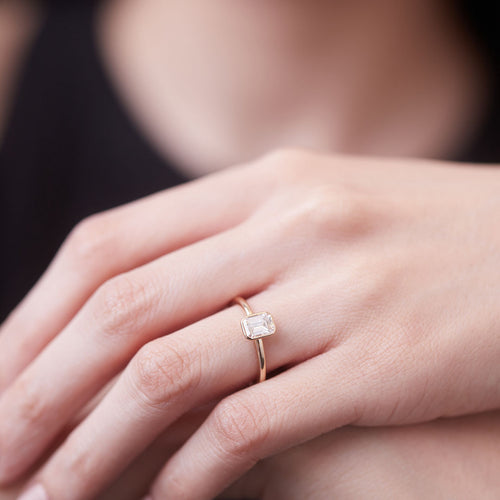 Ludlow 0.70ct Emerald Cut Diamond Engagement Ring Image 2