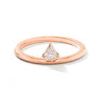 Offset Shield Diamond Engagement Ring