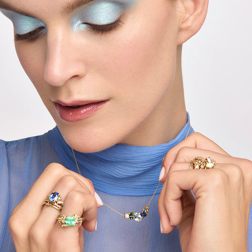 Oval Fancy Yellow Diamond Encrusted Engagement Ring Image 2