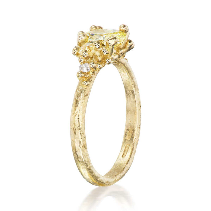 Oval Fancy Yellow Diamond Encrusted Engagement Ring