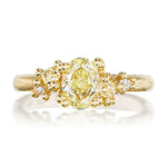 Oval Fancy Yellow Diamond Encrusted Engagement Ring