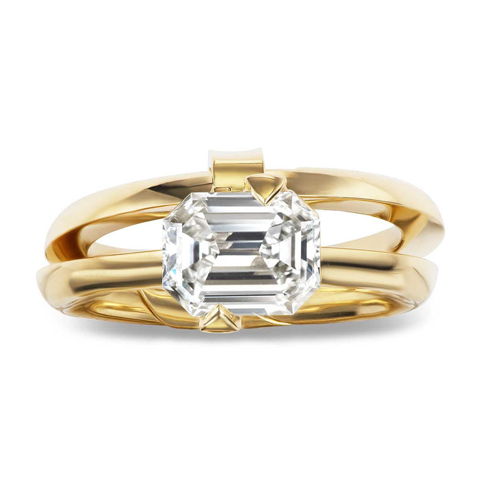 Emerald Cut Diamond DiMe Siempre Arrows Engagement Ring