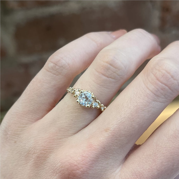 Antique Round Diamond Encrusted Engagement Ring