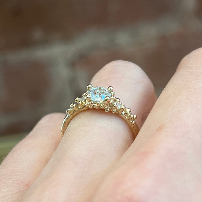 Antique Round Diamond Encrusted Engagement Ring