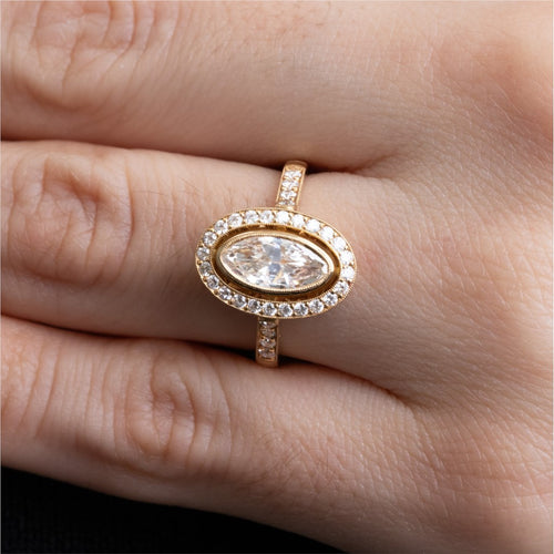 Camille 0.94ct Rose Cut Oval Diamond Engagement Ring Image 2