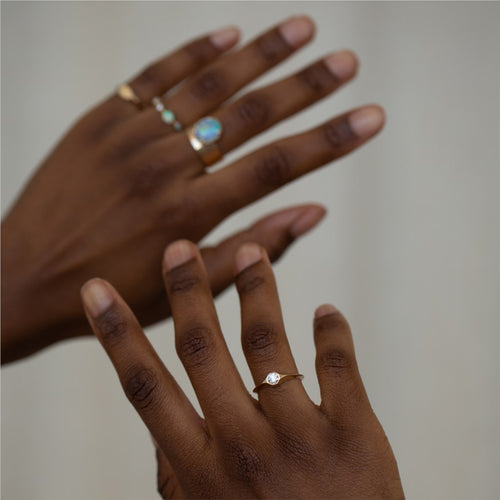 Small Round Brilliant Cut Diamond Signet Ring Image 2