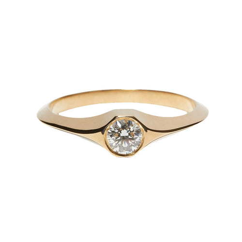 Small Round Brilliant Cut Diamond Signet Ring