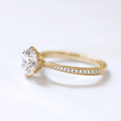 Laurel Cathedral Pavé Diamond Engagement Ring Setting Image 2