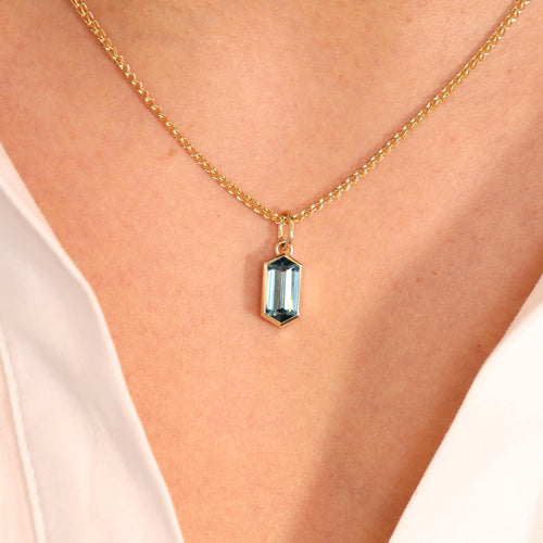 Blue Zircon Necklace Charm Image 2
