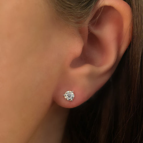 1.00tcw Trinity Diamond Stud Earrings Image 2