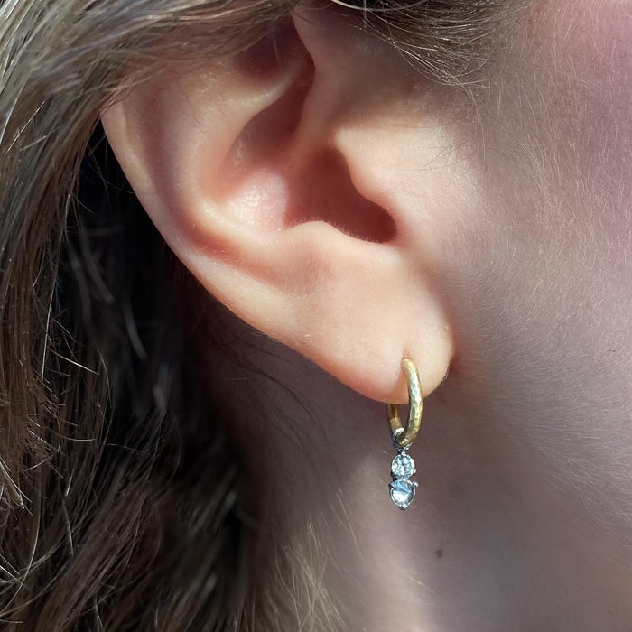 Inverted Diamond Charm Hoop Earrings